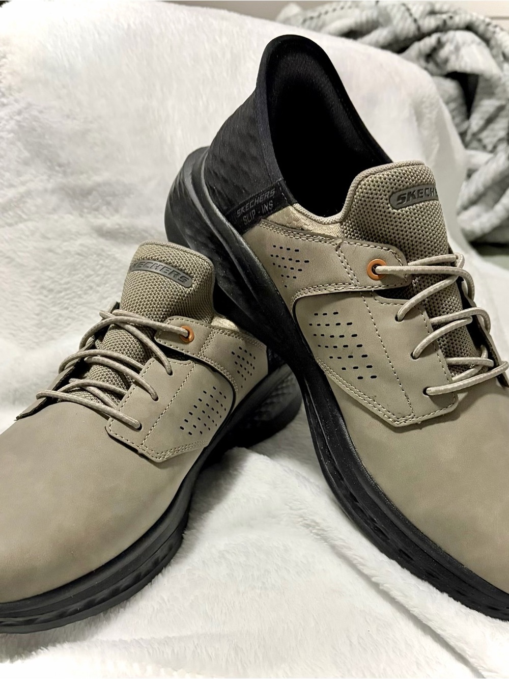 Skechers Men’s Taupe Slip-Resistant Athletic Work Shoes